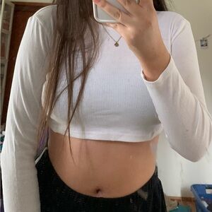 White cropped long sleeve